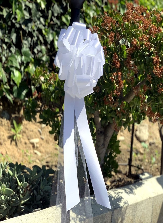 GiftWrap Etc. Large White Wedding Pull Bows with Long Tulle Tails - 9" Wide, Set of 6, Wedding Pew Bows, Valentine's Day, Mother's Day, Aisle Decor, Reception, Large Christmas Bow, Wreath, Anniversary - Image 5